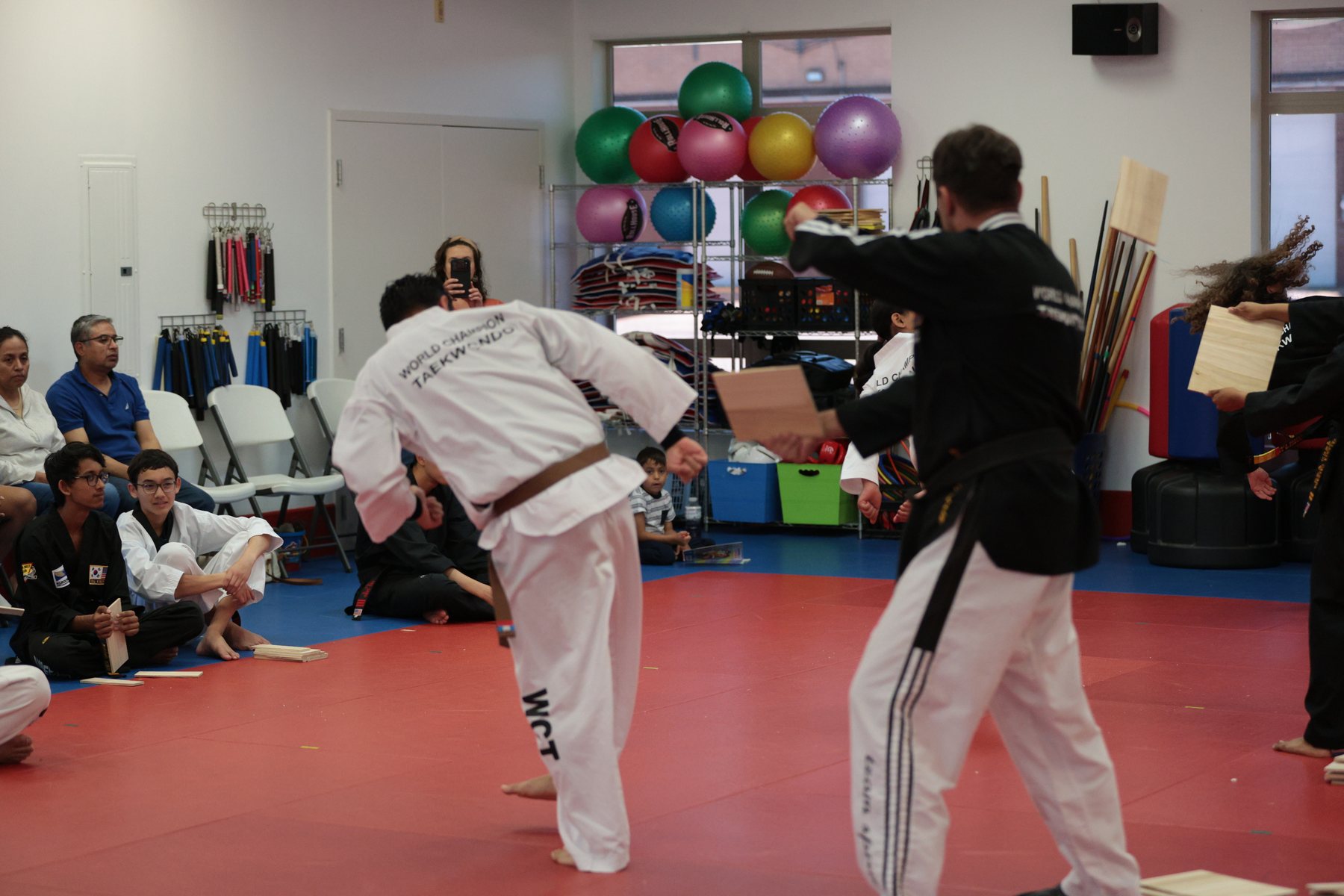Martial arts board break during an event.